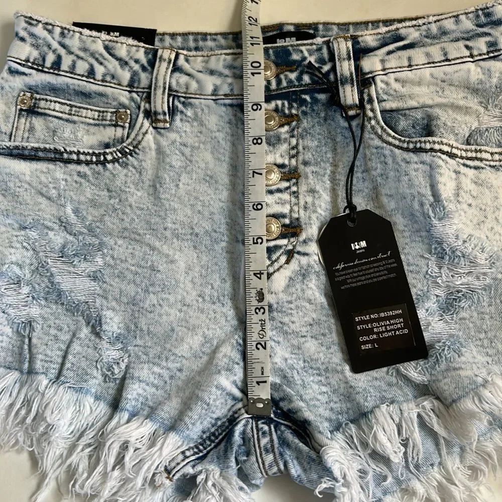 l&M Cut Off Lightwash Denim Shorts Large New - Picture 7 of 12